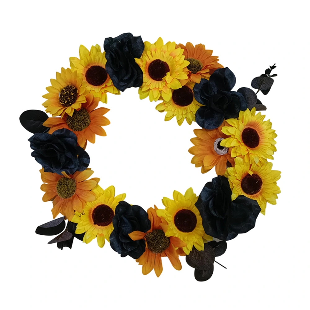 Halloween Wreath, Sunflower Skull Garland for Party, Thanksgiving Day