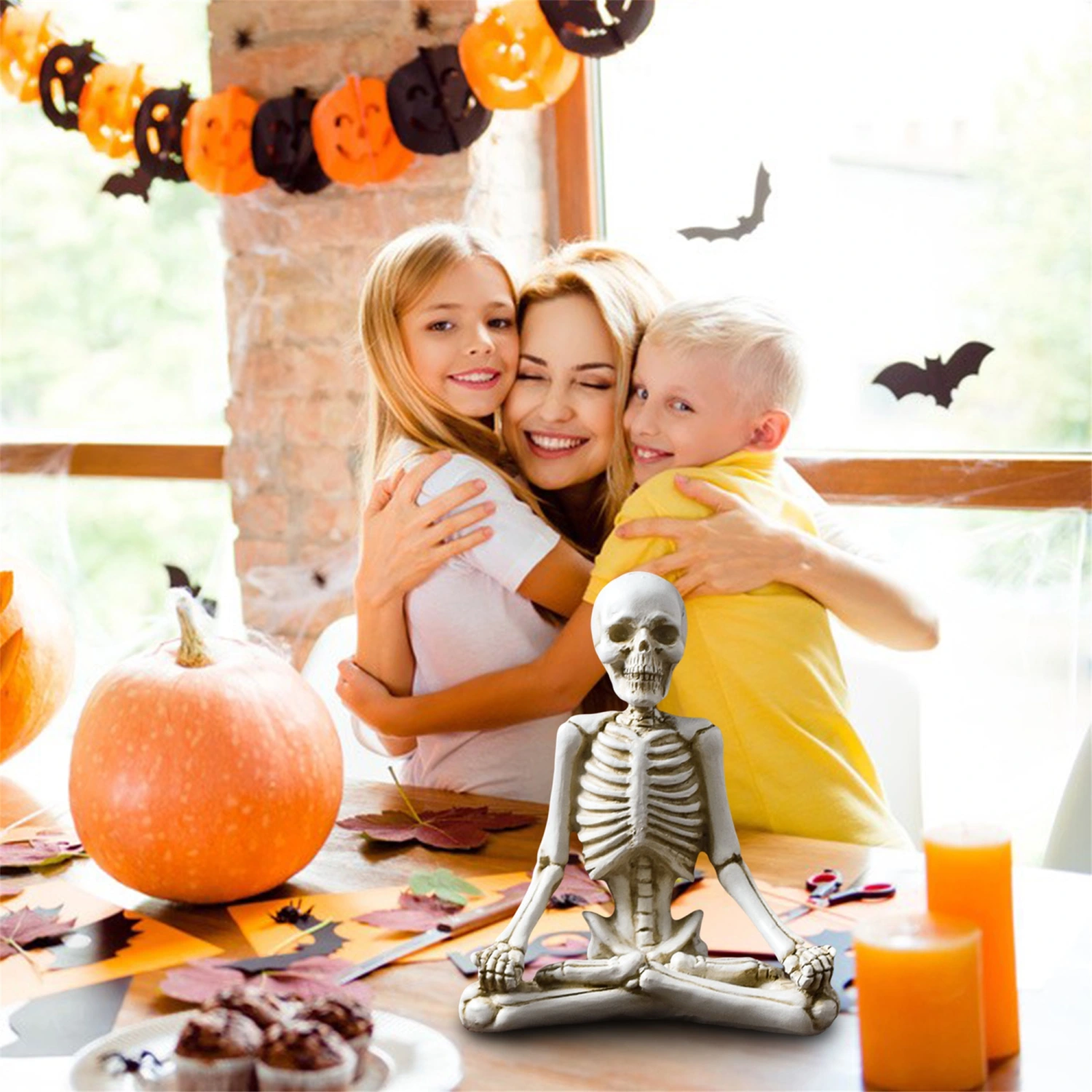 Halloween Skull Ornaments, Different Yoga Poses Skull Decorations