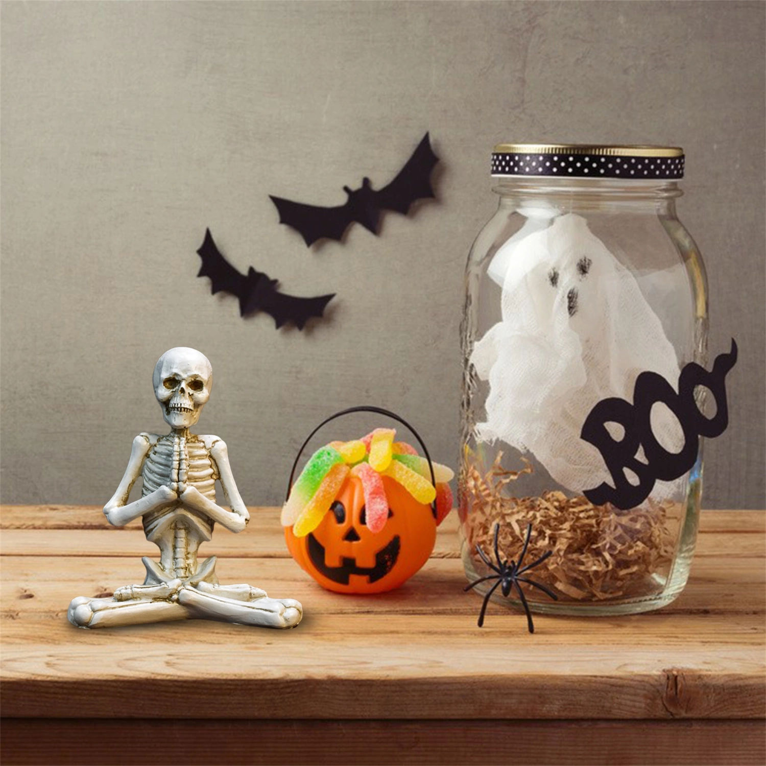 Halloween Skull Ornaments, Different Yoga Poses Skull Decorations