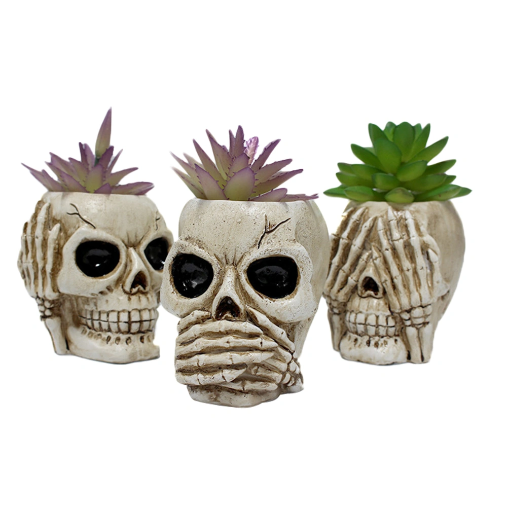 Skull Head Flower Pots, Skeleton Planter Container Office Organizer