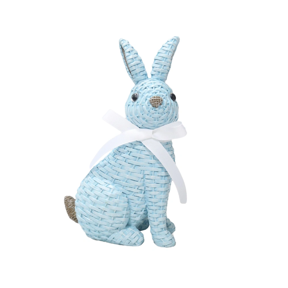 Cute Rabbit Sculpture Resin Rattan Lovely Bunny Easter Ornaments