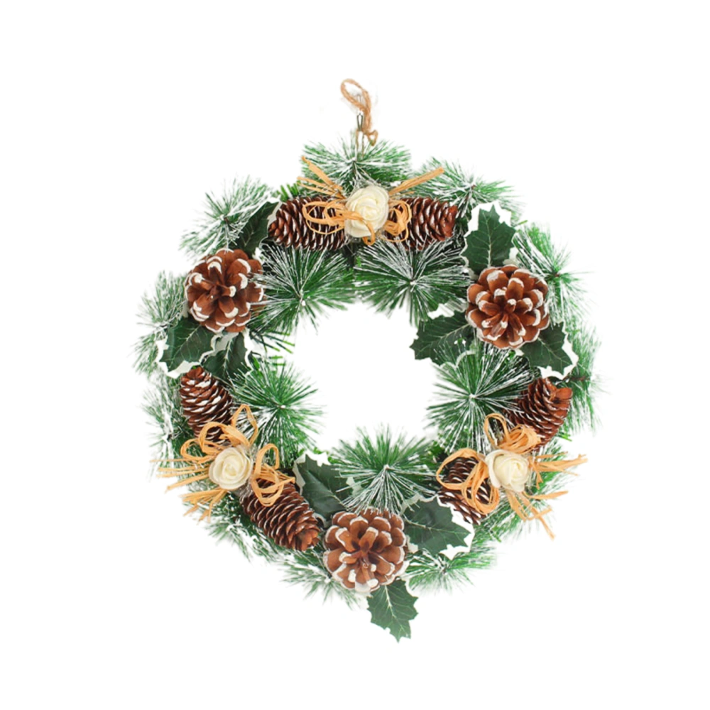 Christmas Wreath, Pine Cone Flower Holiday Decor Garland Hanging Gift