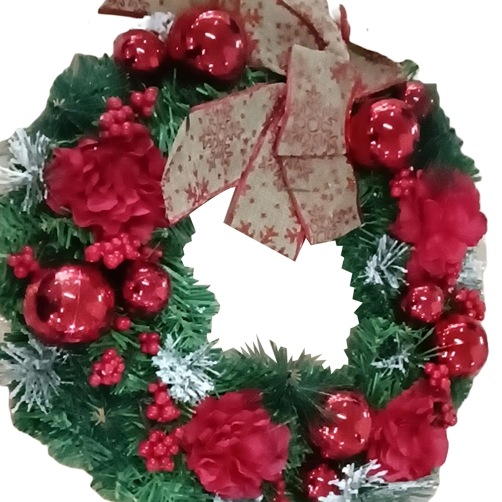 Christmas Wreath, Snow Flocked Wreath with Apples, Red Berries