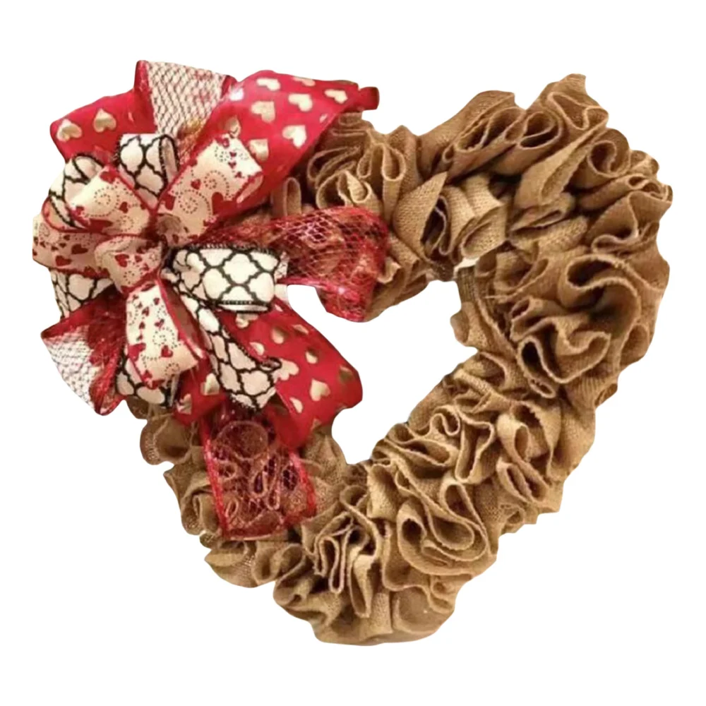 Valentine's Day Wreath Ornaments Heart Shaped Door Bow Garland 