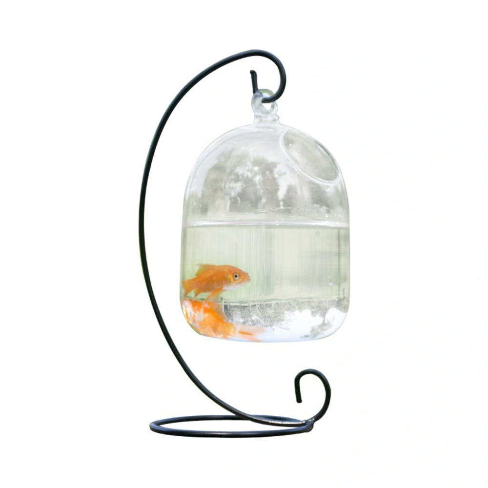 Desk Glass Hanging Fish Bowl Tank with Stand Fish Homes Vase