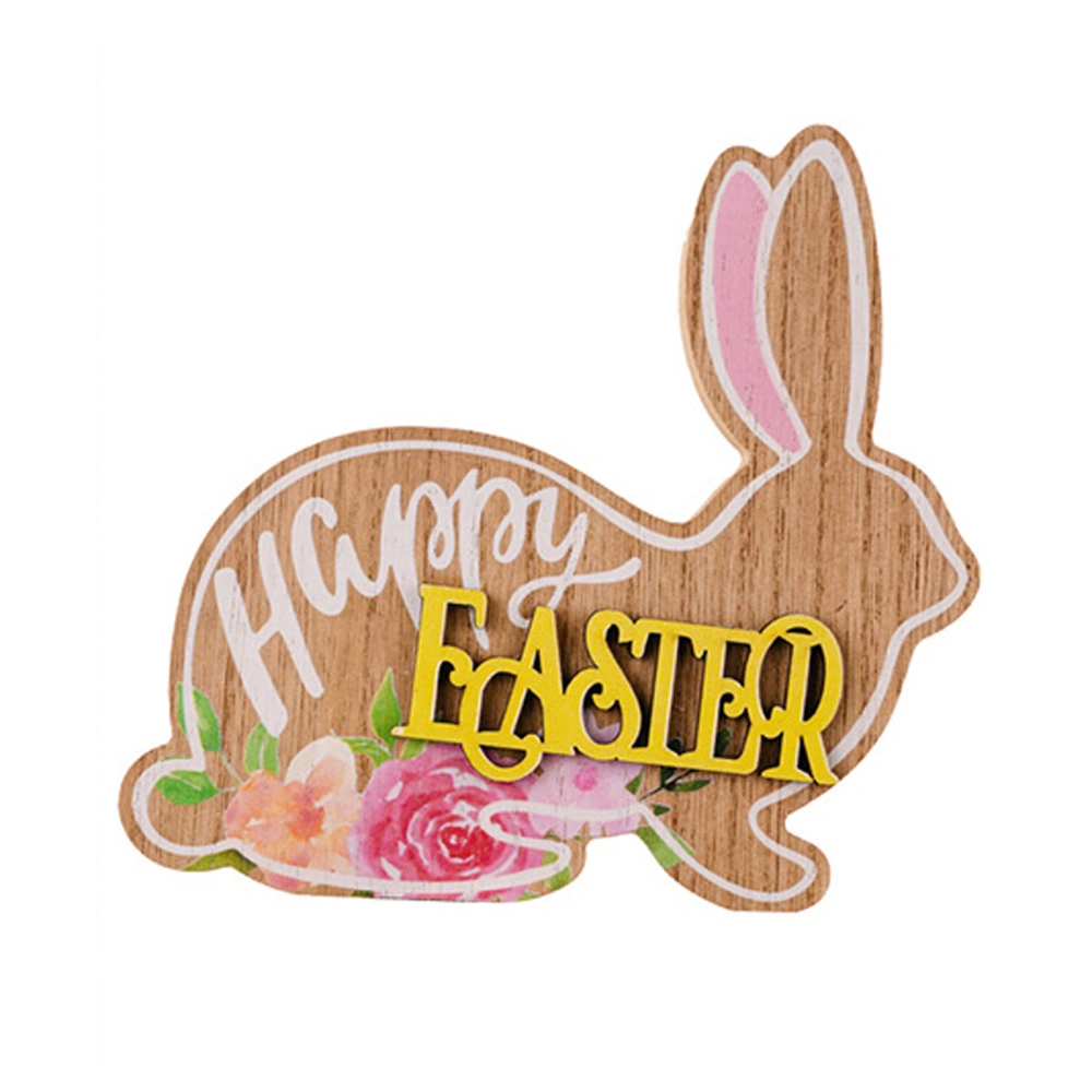 Easter Desktop Wooden Decoration Cartoon Rabbit Party Ornament 