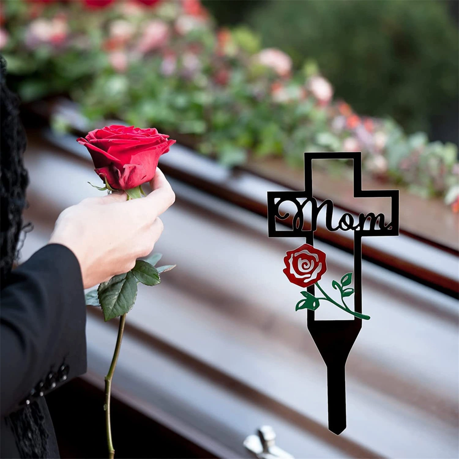 Mom Memorial Grave Markers Dad Heart Memorial Plaque Stake Plaque
