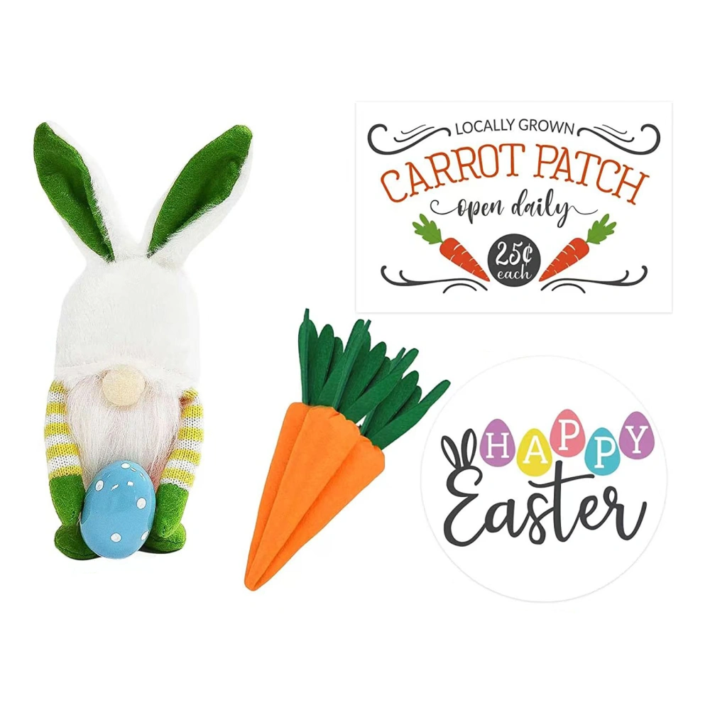 Easter Table Sign Ornaments Cute Gnome Rabbit Tabletop Statue 