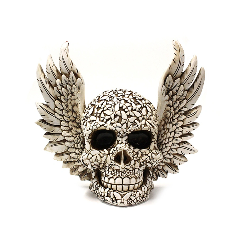 Halloween Desktop Ornament, Resin Scary Winged Skull Decor Art Craft