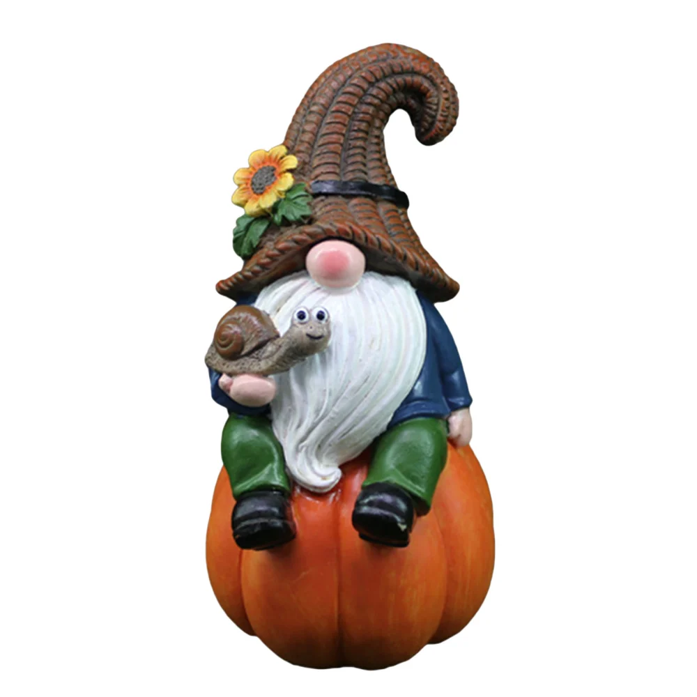 Dwarf Sculpture Figurine Cartoon Pumpkin Harvest Festival Ornament 