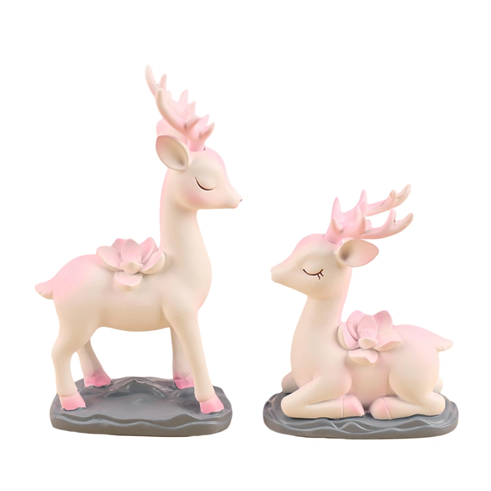 Resin Deer Statue Sitting Standing Elk Sculptures Reindeer Figurine