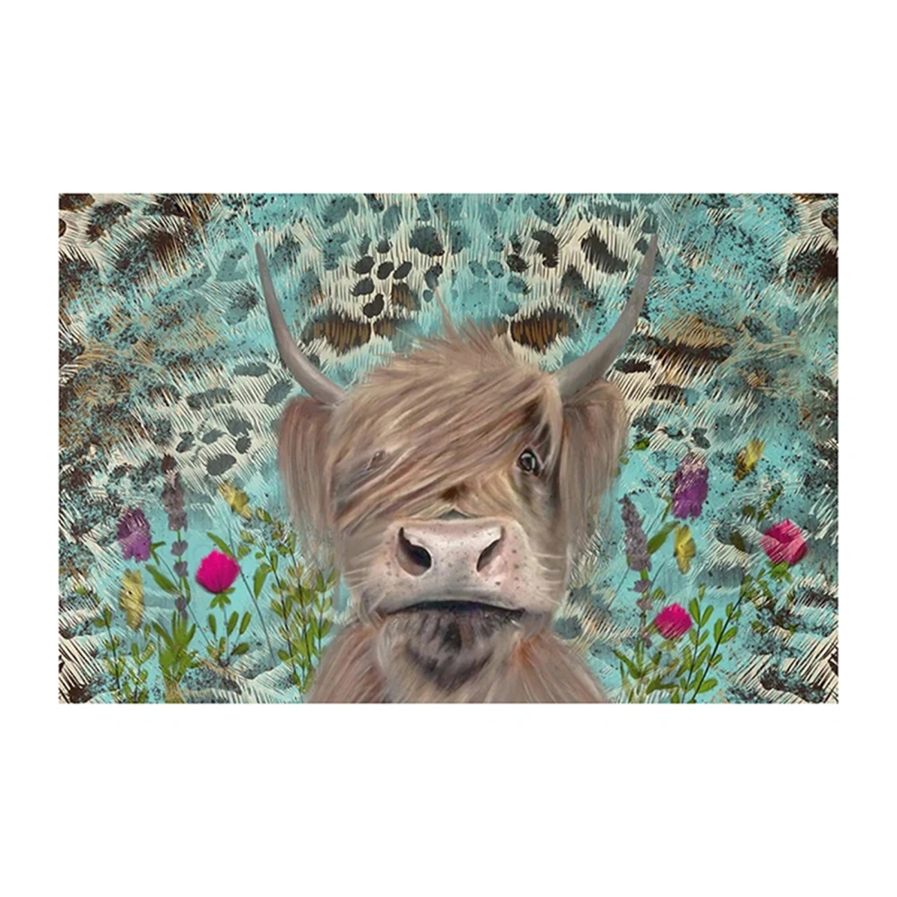 Entryway Rugs Christmas Highland Cow Print Indoor Door Mat for Kitchen