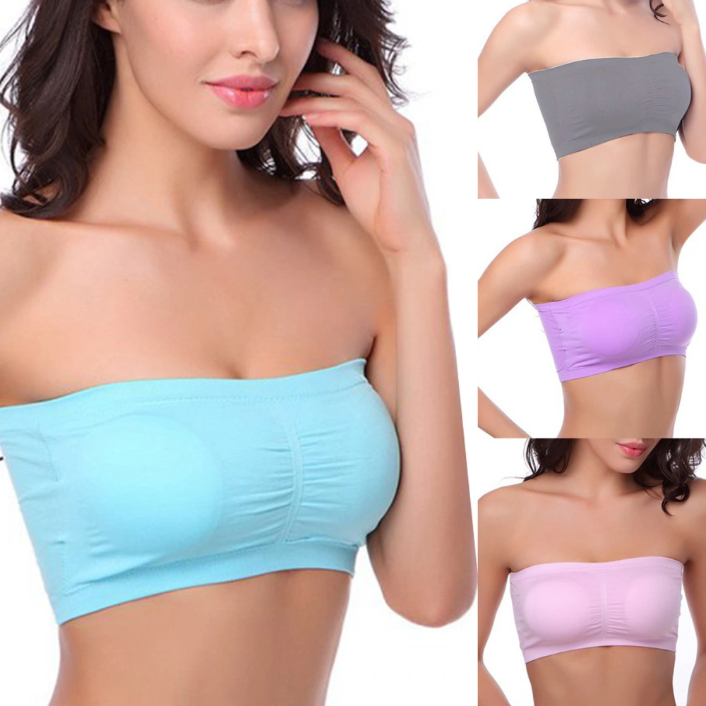 Women Strapless Chest Wrap, Bra Lady Strapless Tops Padded Underwear