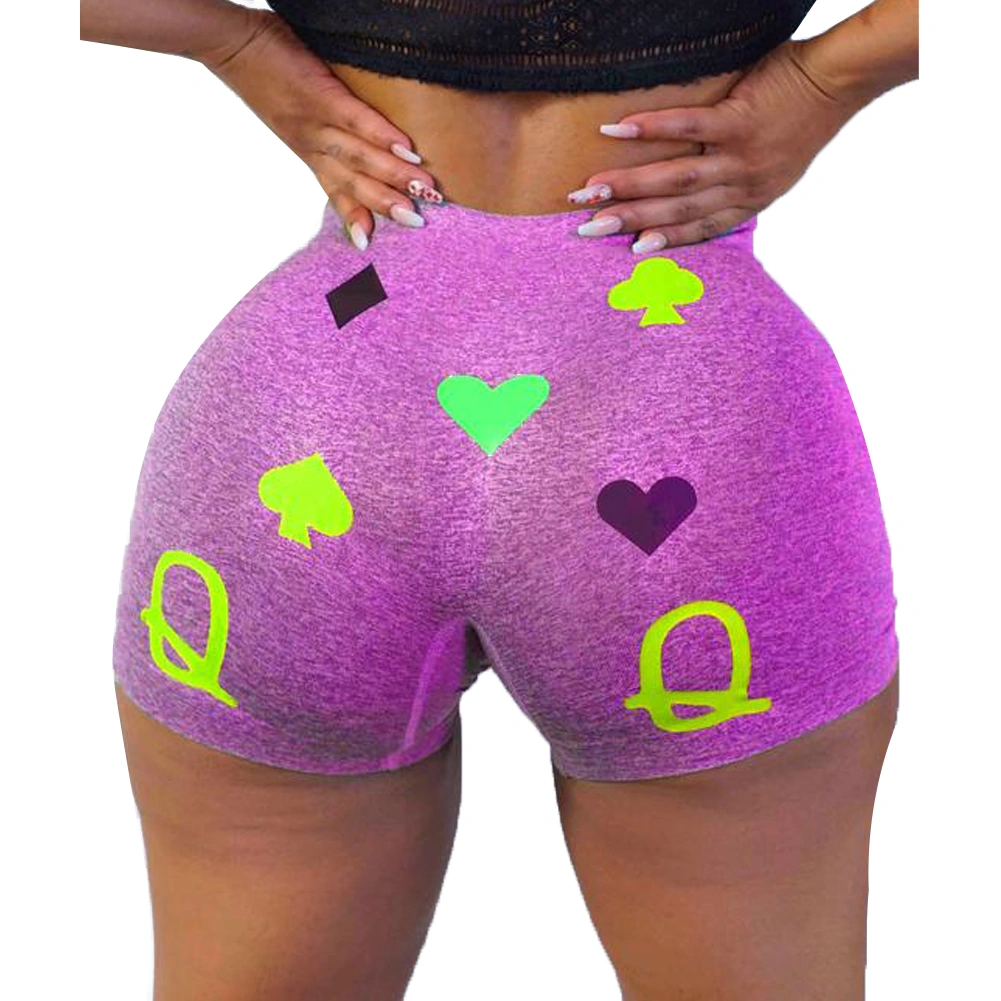 Women Yoga Short Pants, Letter/Heart Running Stretchy High Waist Sports Pants
