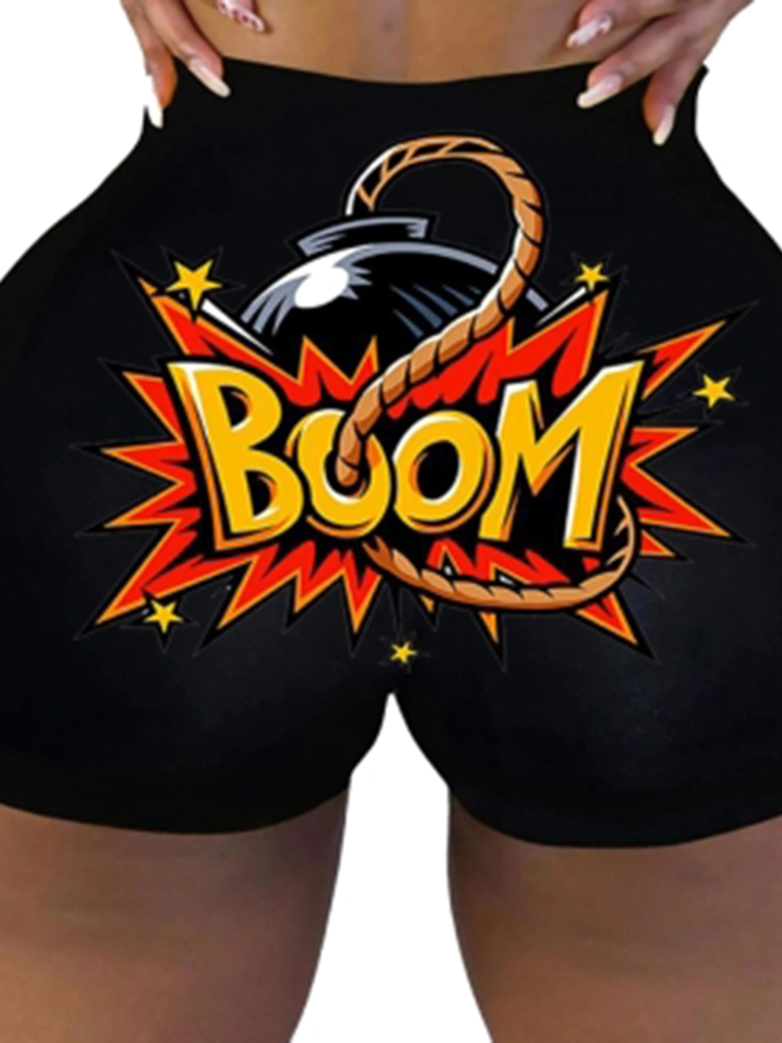 Women Sports Short Pants, Letter Running Stretchy High Waist Sports Pants