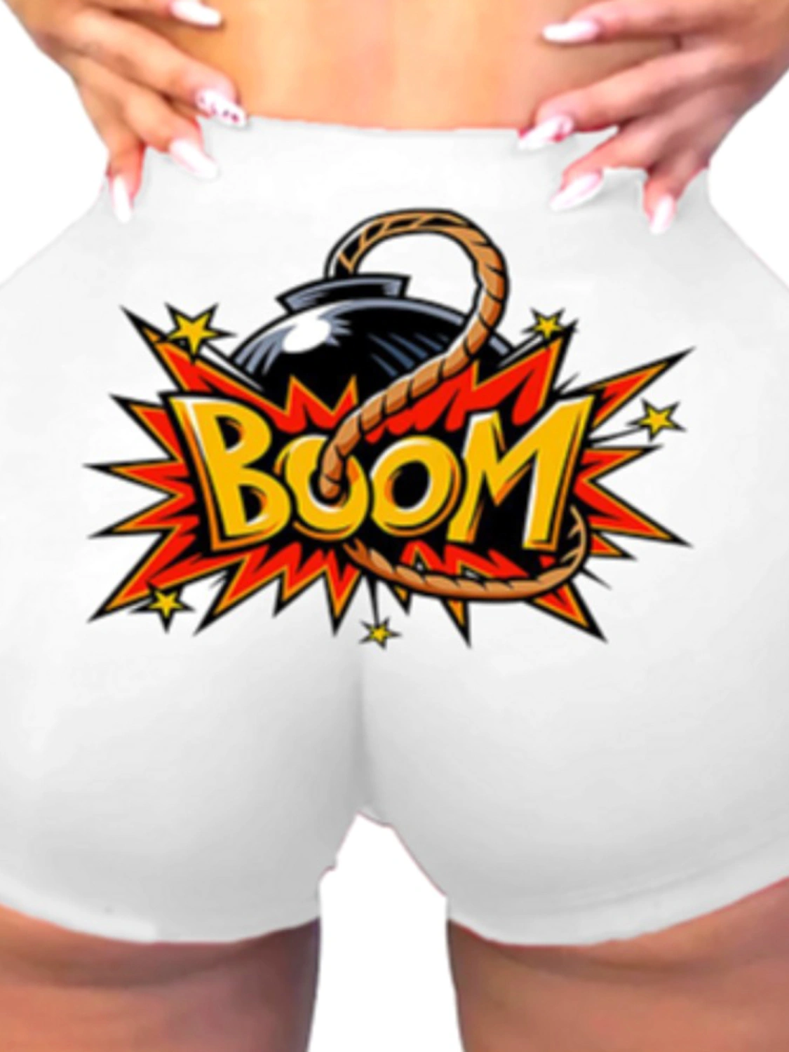 Women Sports Short Pants, Letter Running Stretchy High Waist Sports Pants