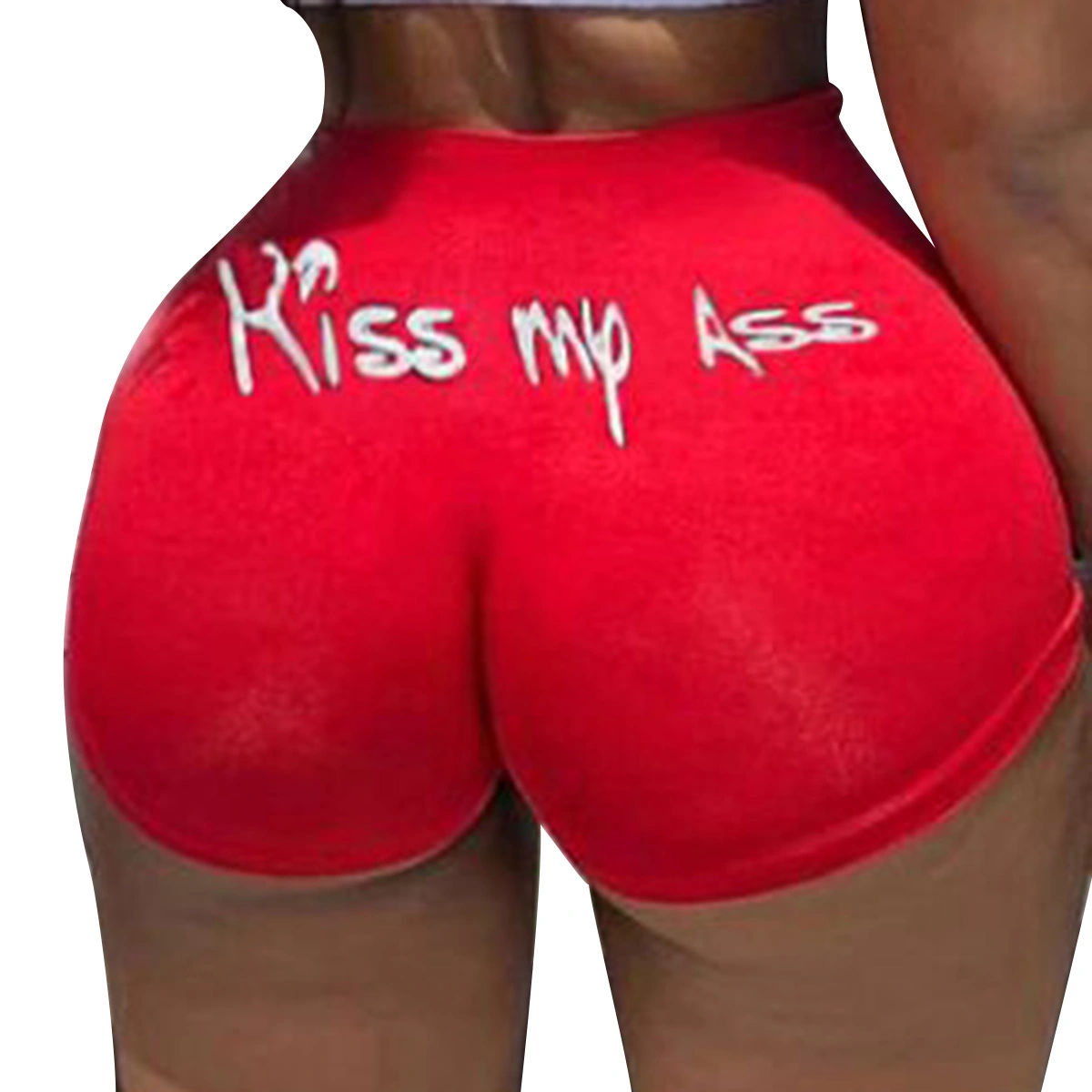 Women's Contrast Color Stretch Pants, Tight High Waist Short Bottom