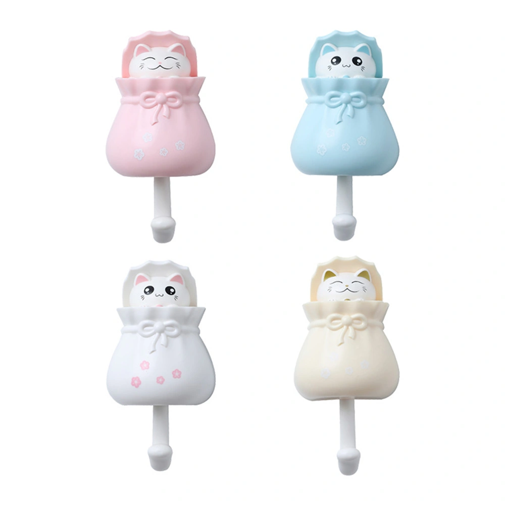 Wall Mount Coat Hooks Cute Cat Key Holder Hat Hanger Organizer 