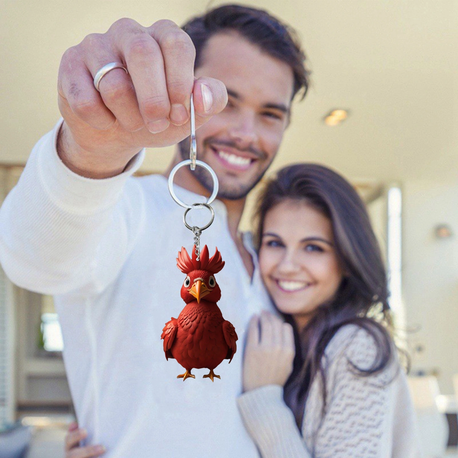 Rooster Keychains, Cute Acrylic Portable Hanging Pendant Keyring