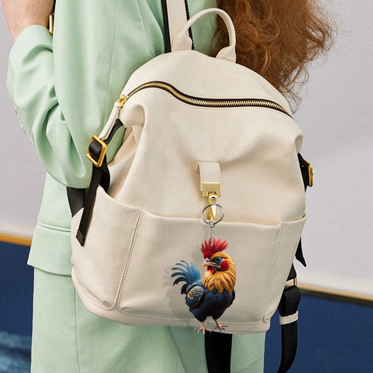 Rooster Keychains, Cute Acrylic Portable Hanging Pendant Keyring