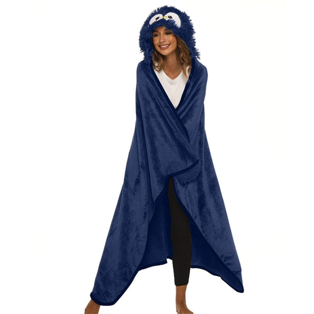 Women Wearable Blanket Flannel Hoodie Throw Cloak with Hand Pocket