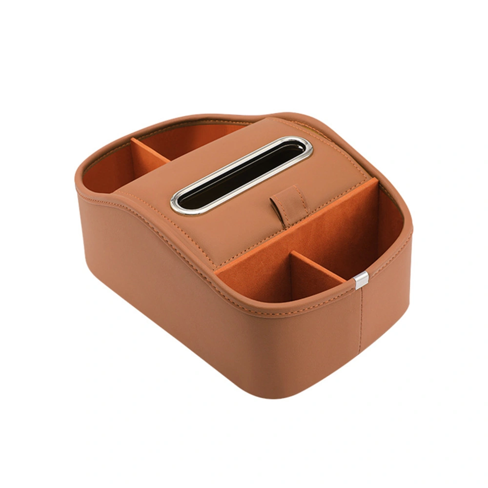 Car Leather Tissue Holder Armrest Napkin Box Dispenser with Cup Holder