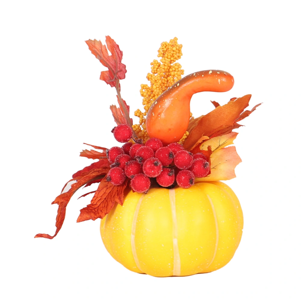 Halloween Pumpkin Table Decoration with Maple Leaf  Home Holiday Props