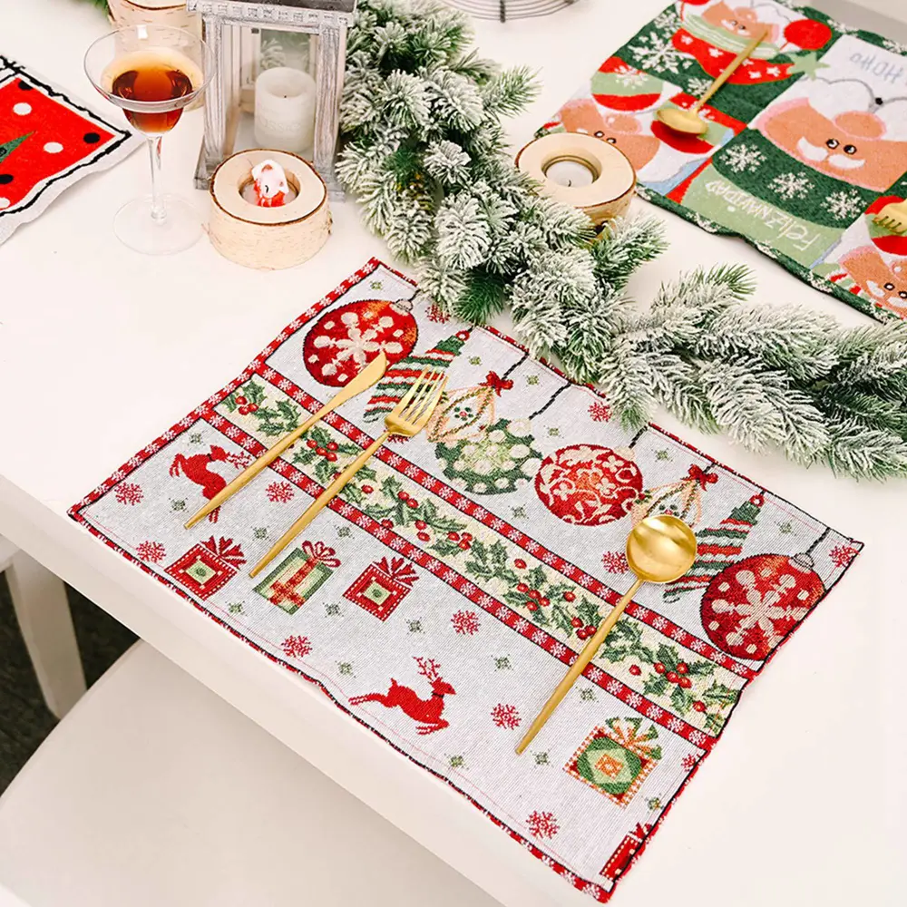 Christmas Placemats Non Slip Heat-Resistant Table Mats for Dining Room Decor