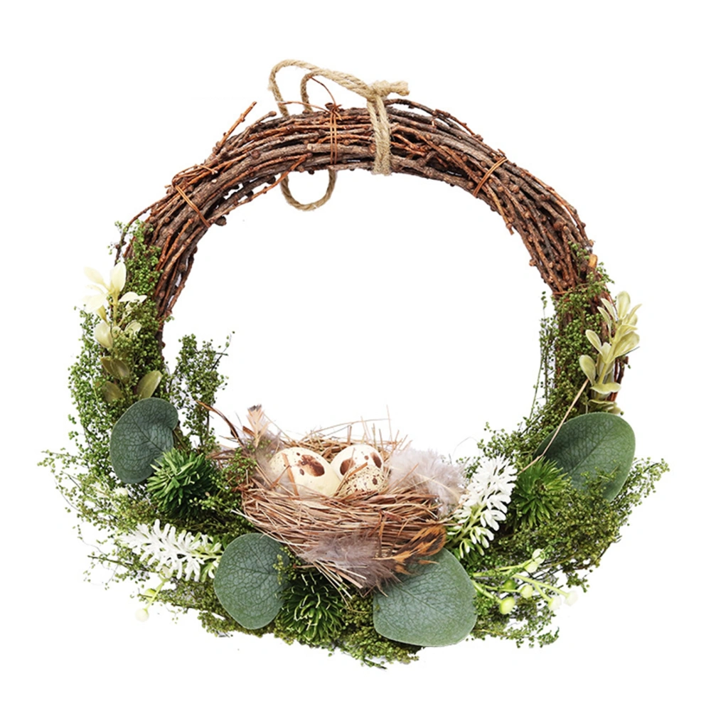 Easter Bird/Bird Nest Wreath with Flowers and Eucalyptus Leaves