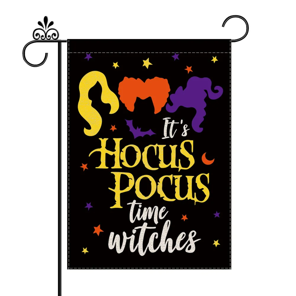 Halloween Garden Flag with Double-sided Letter Witch Decoration