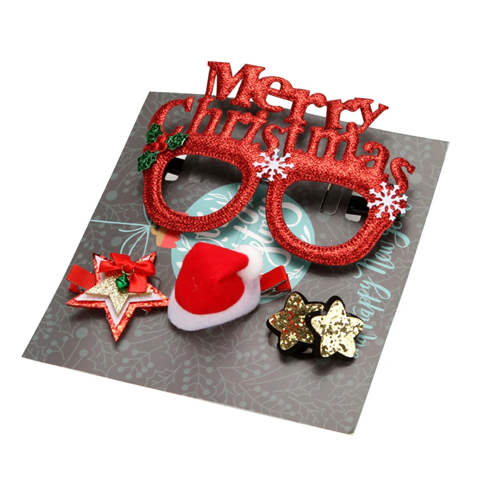 Christmas Lightweight Decorative Eyeglasses with 3 Pieces Hairpins