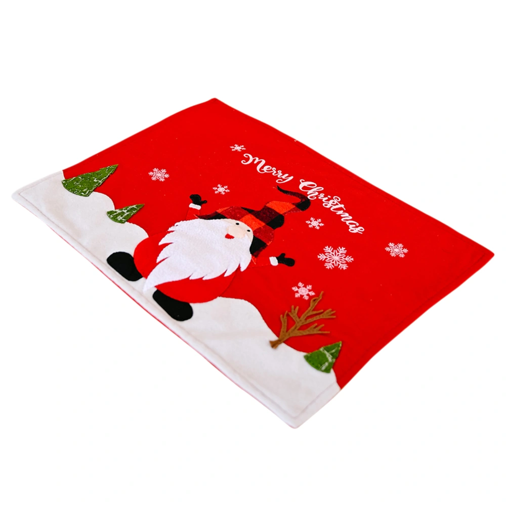 Christmas Decorative Placemat, Plaid Santa Rudolph Pattern Cutlery Mat