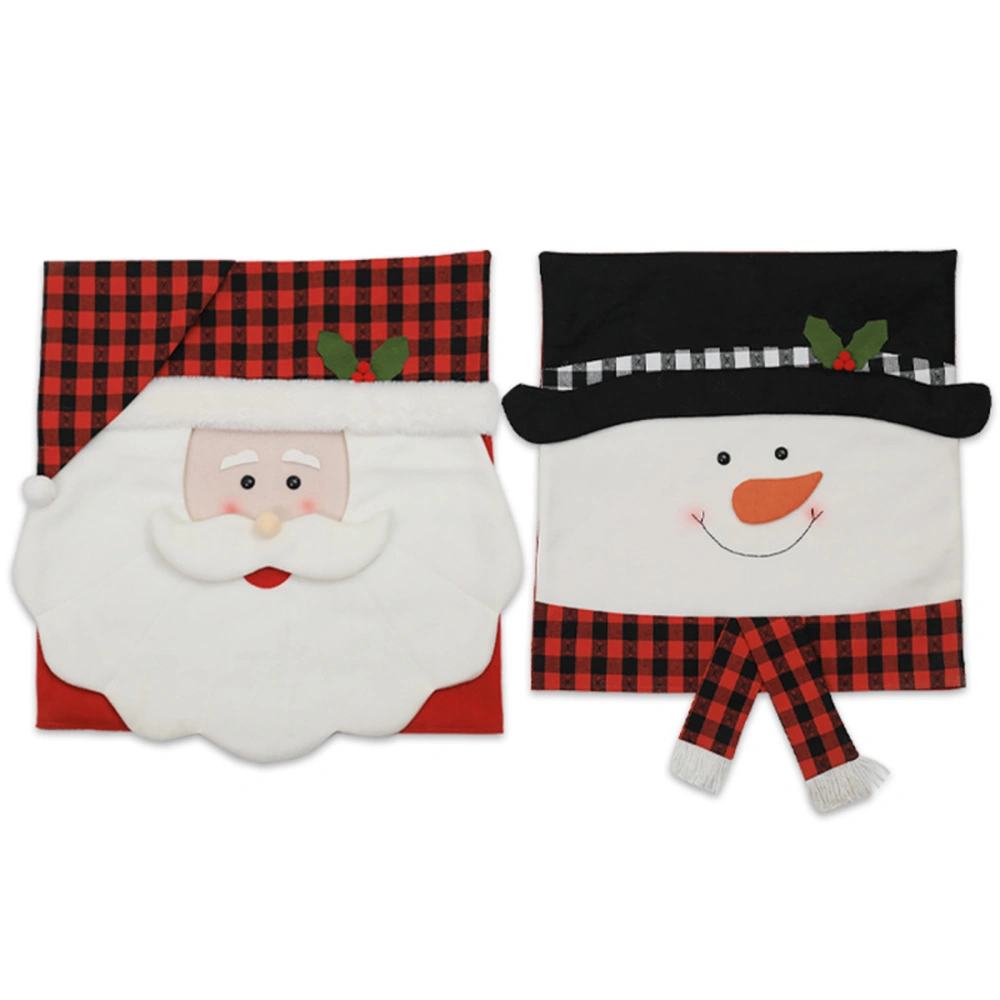 Christmas Chair Cover, Plaid Santa Claus Snowman Chair Slipcovers