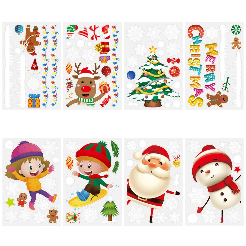 Christmas Sticker Window Paste Snowflake Santa Traceless Décor