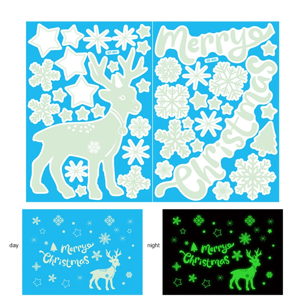 Christmas Luminous Wall Sticker, Cartoon Elk Decoration Decal