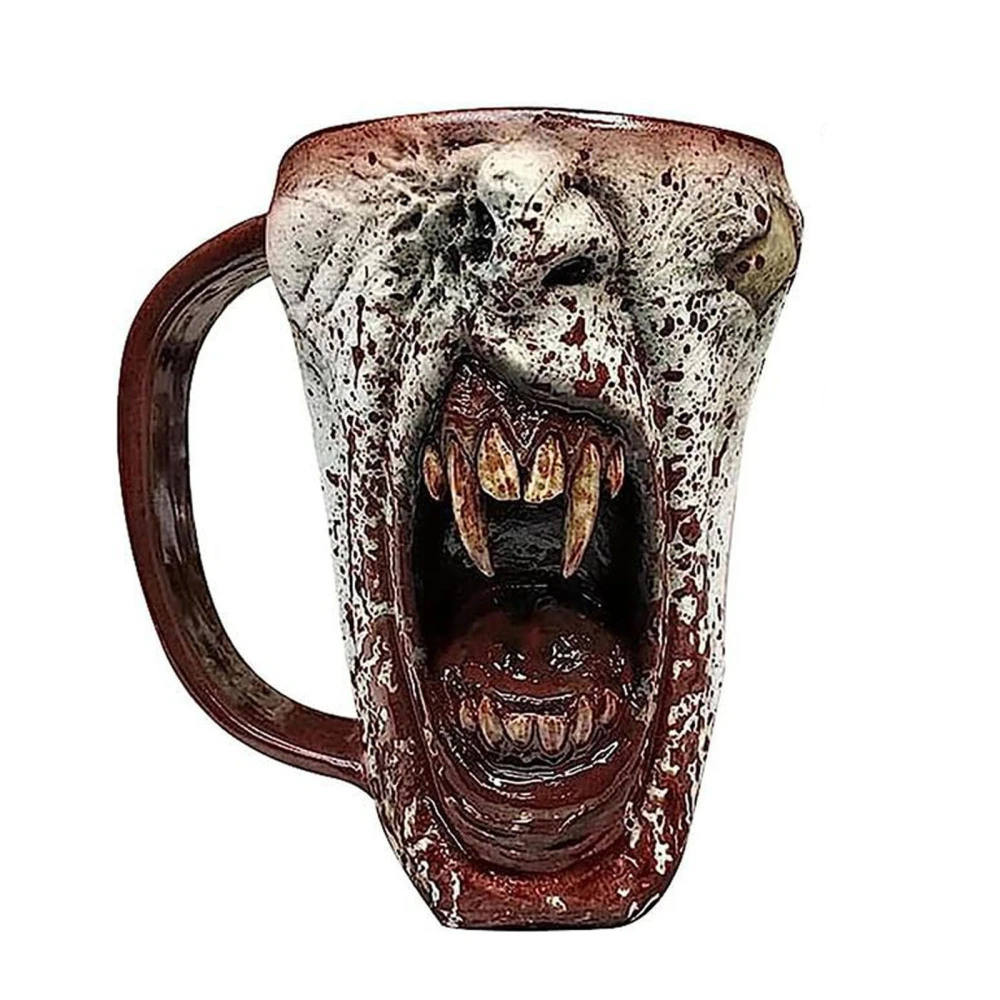 Half-Face Vampire Ceramic Mug Goth Horror Evil Coffee Tea Cups