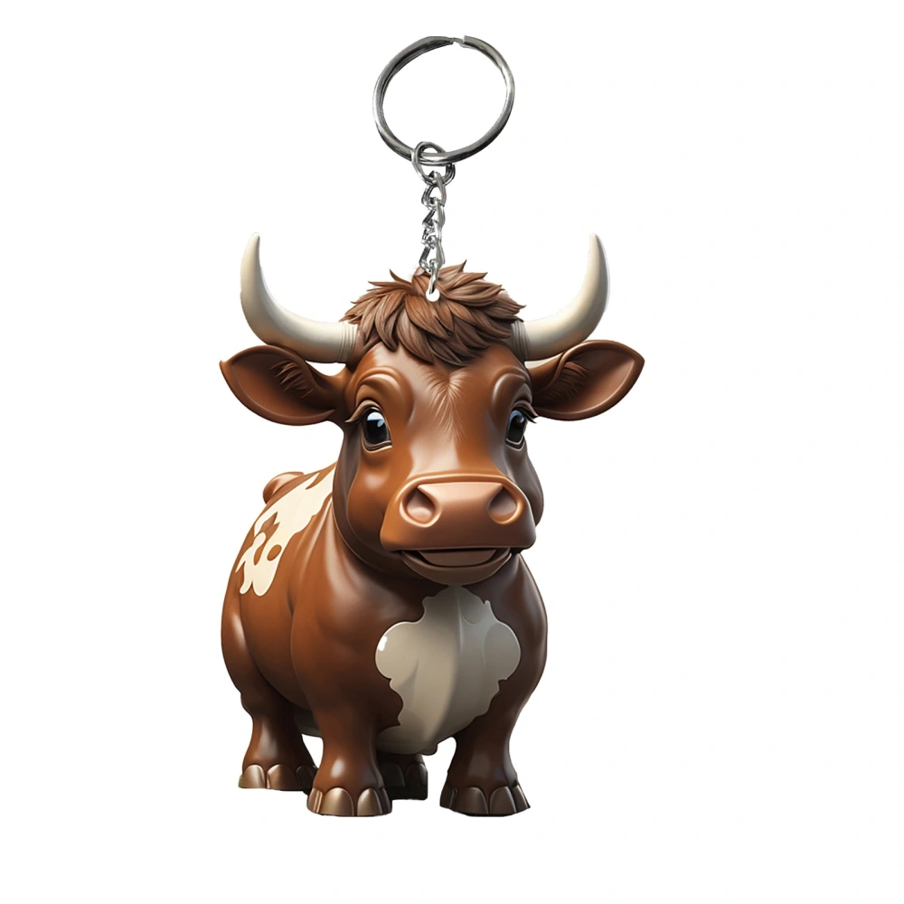 Cartoon Highland Cattle Key Ring Animal Keychain Backpack Pendants