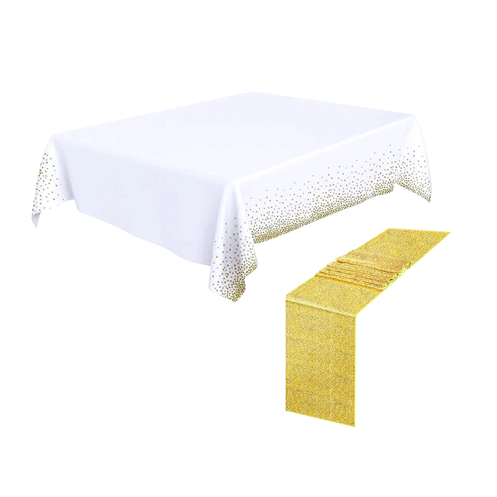 Table Cloth Set, Shiny Long Sequin Table Runner with Dots Tablecloth