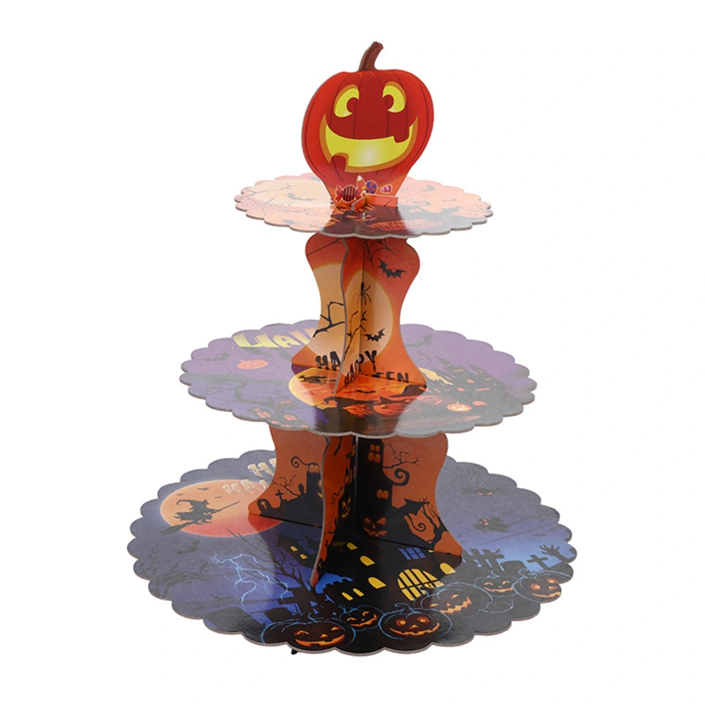 Halloween Cupcake Stand, 3 Tier Pumpkin Cardboard Cake Stand Tower