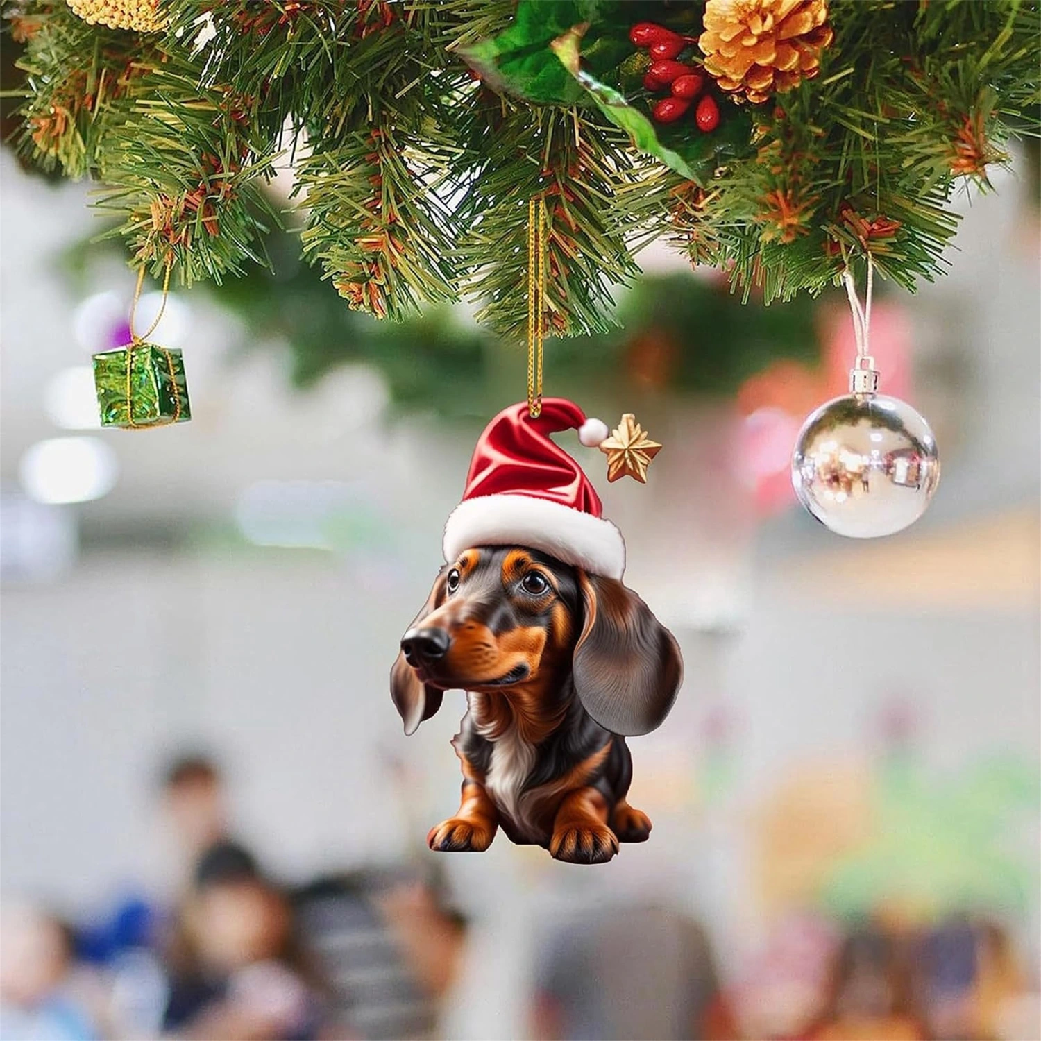 Christmas Dog Ornament Car Interior Accessories Mirror Hanging Charm