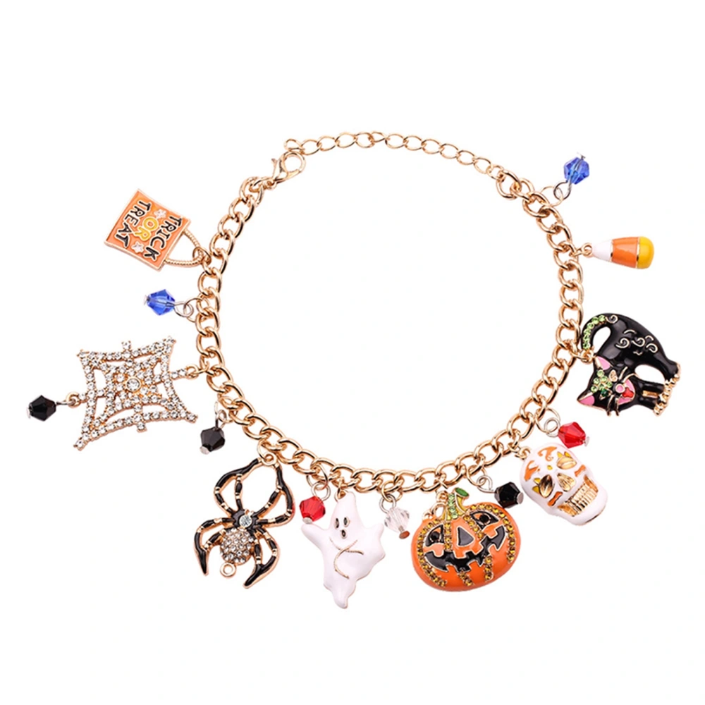 Halloween Bracelets Pumpkin Spider Ghost Skull Charms Bracelets