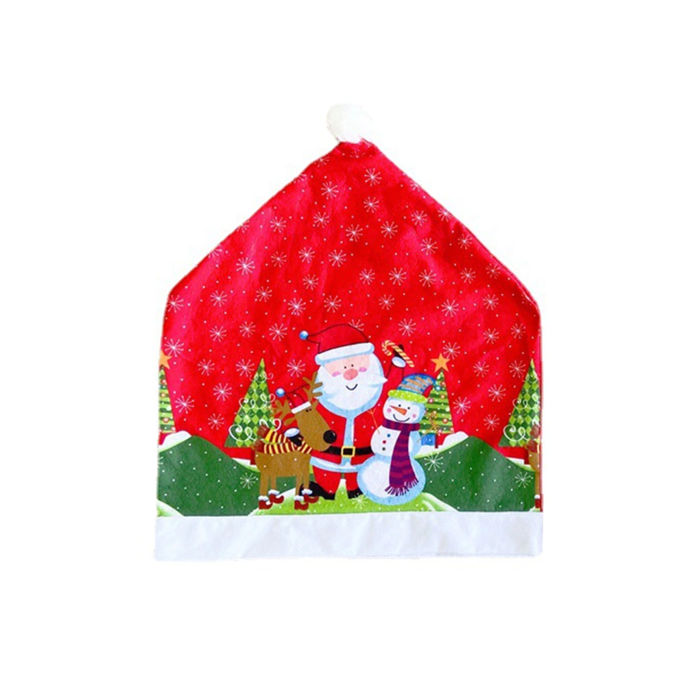 Christmas Chair Covers Cute Santa Snowman Print Chair Back Covers