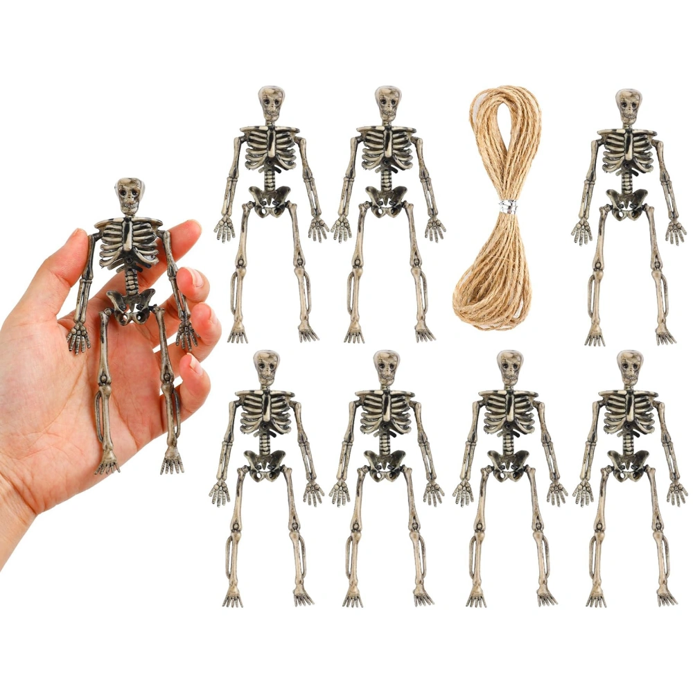 8PCS Mini Skeleton Figurines Halloween Skeleton Haunted House Props