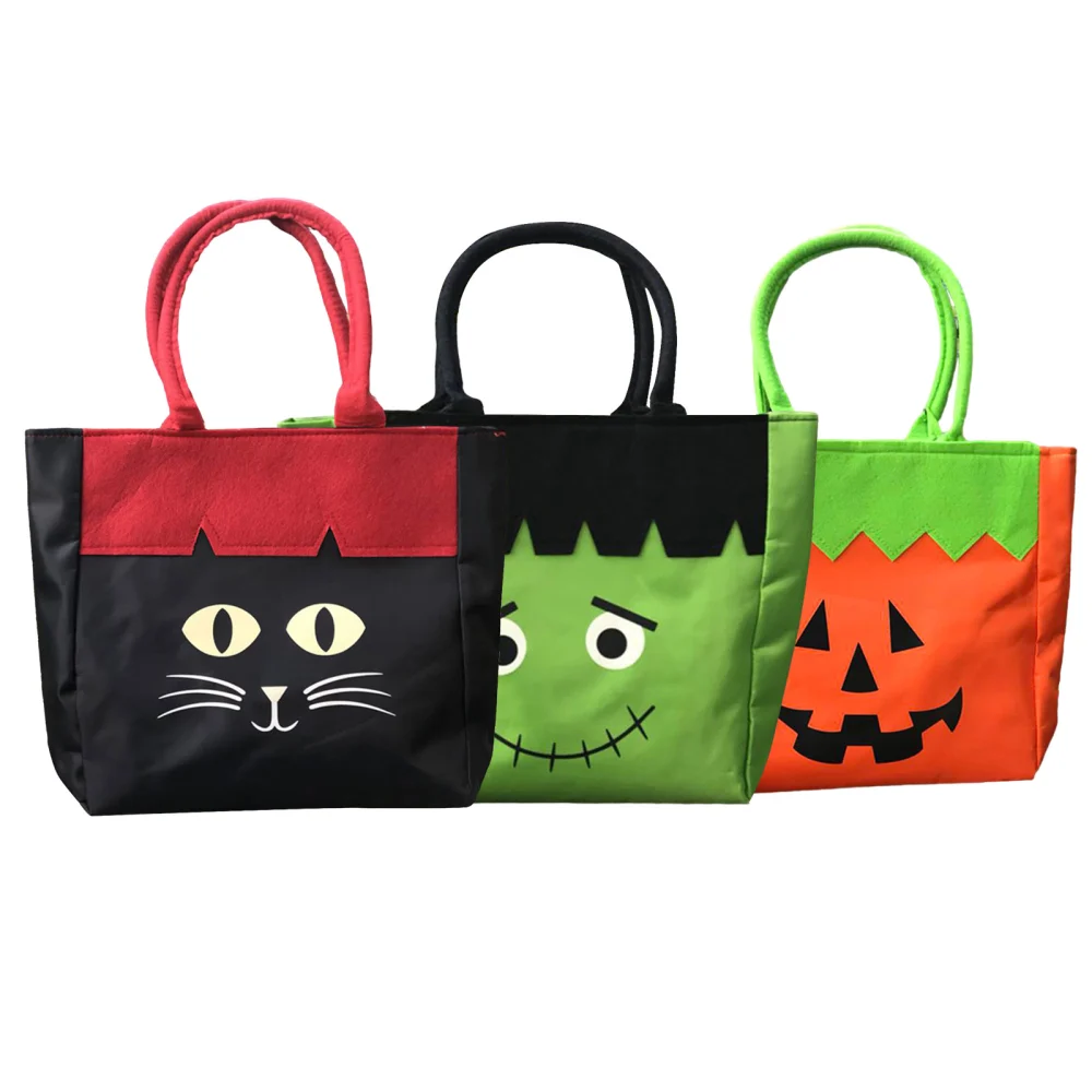 Halloween Candy Bags, Cute Cartoon Cat/Pumpkin Printed Handbag