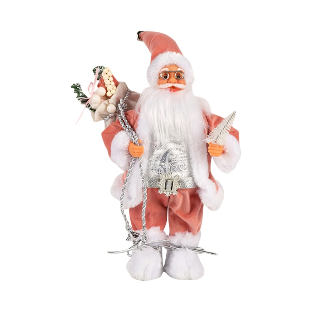 Christmas Santa Doll Hand Crafted Pink Santa Claus Figurines Doll