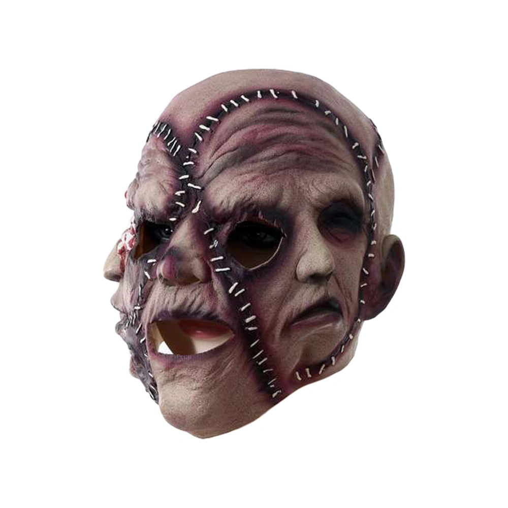 Halloween Zombie Headwear Creepy Full Head Three Face Man Headgear