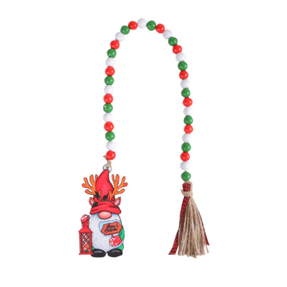 Christmas Wooden Bead Garland with Tassels Wall Hanging Decorations