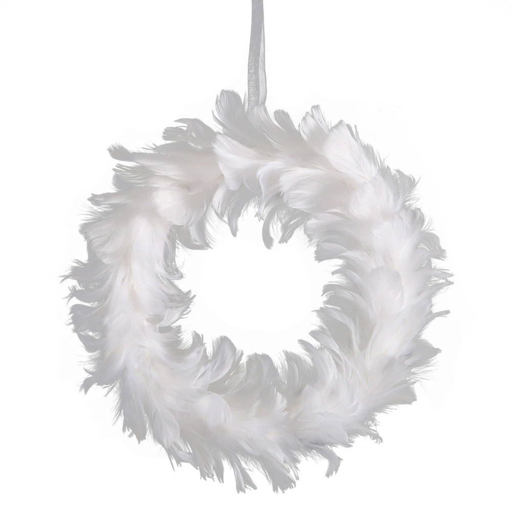 Christmas Feather Wreath Artificial Hanging Garland for Front Door 