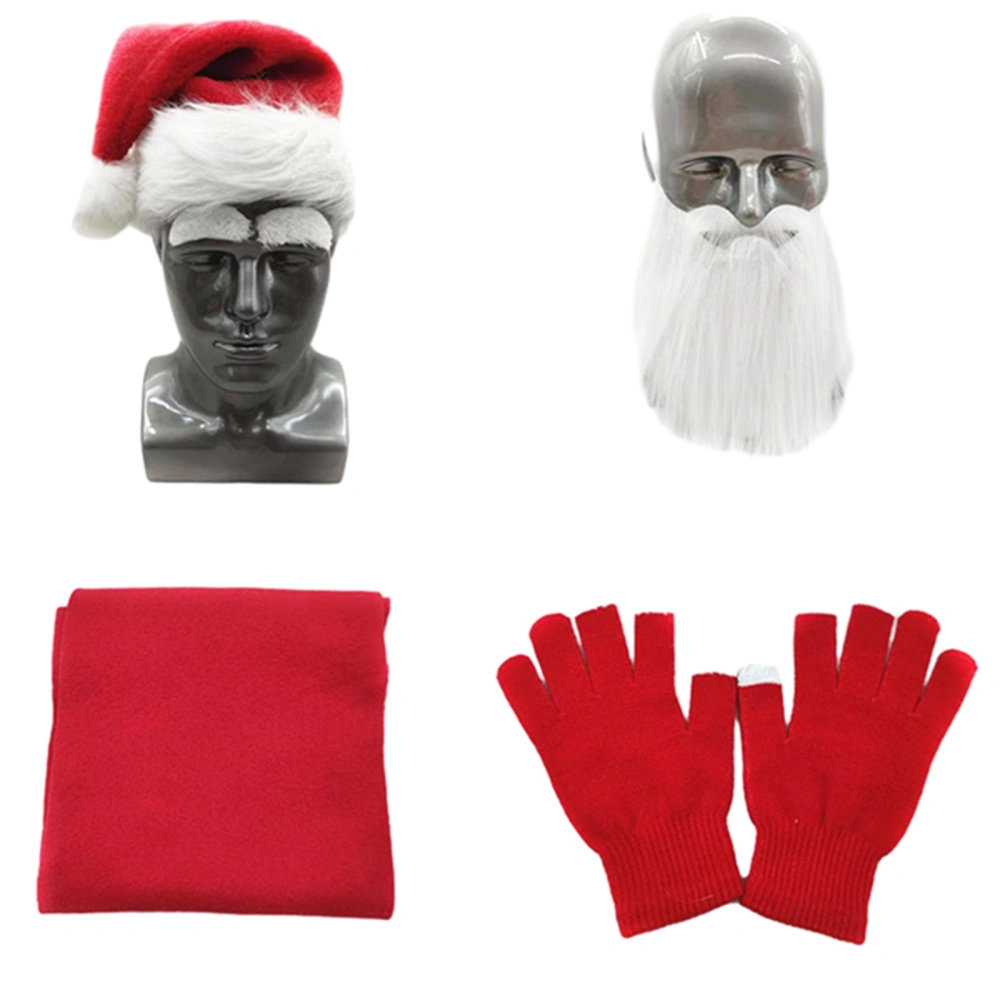 Christmas Hat, Funny Beard Facewear, Eyebrows, Gloves, Scarf Costumes