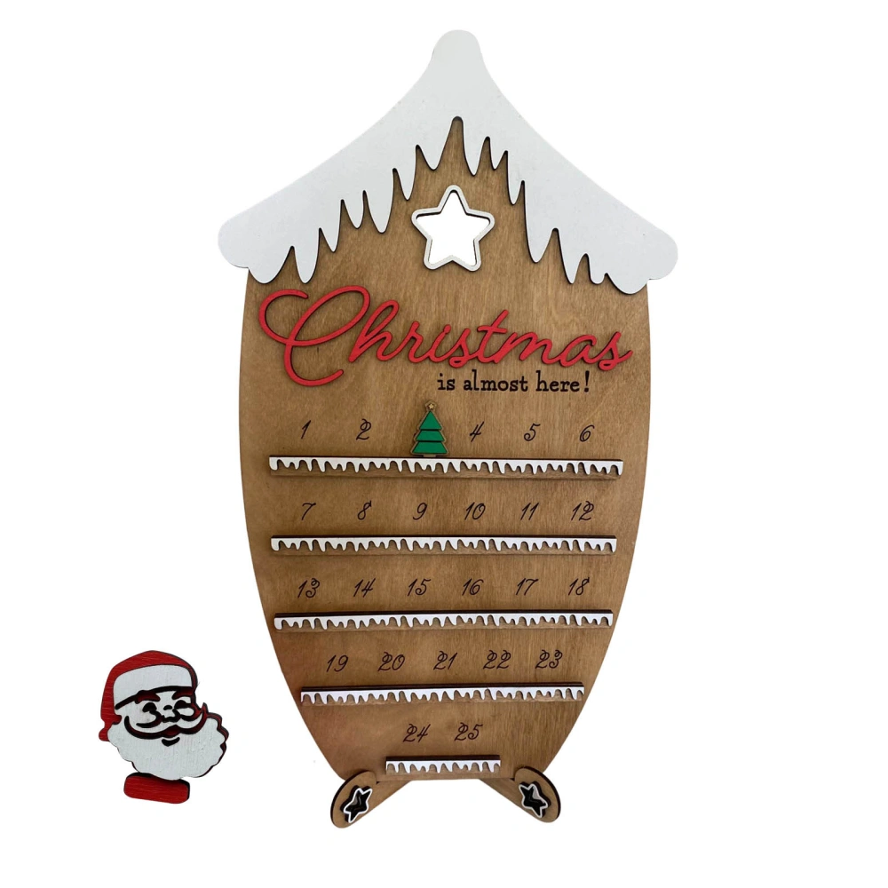 Christmas Countdown Calendar, Santa Claus Deer Wooden Desk Calendar